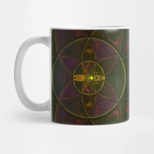 Mosaic Kaleidoscope Flower Yellow Black and Red Mug